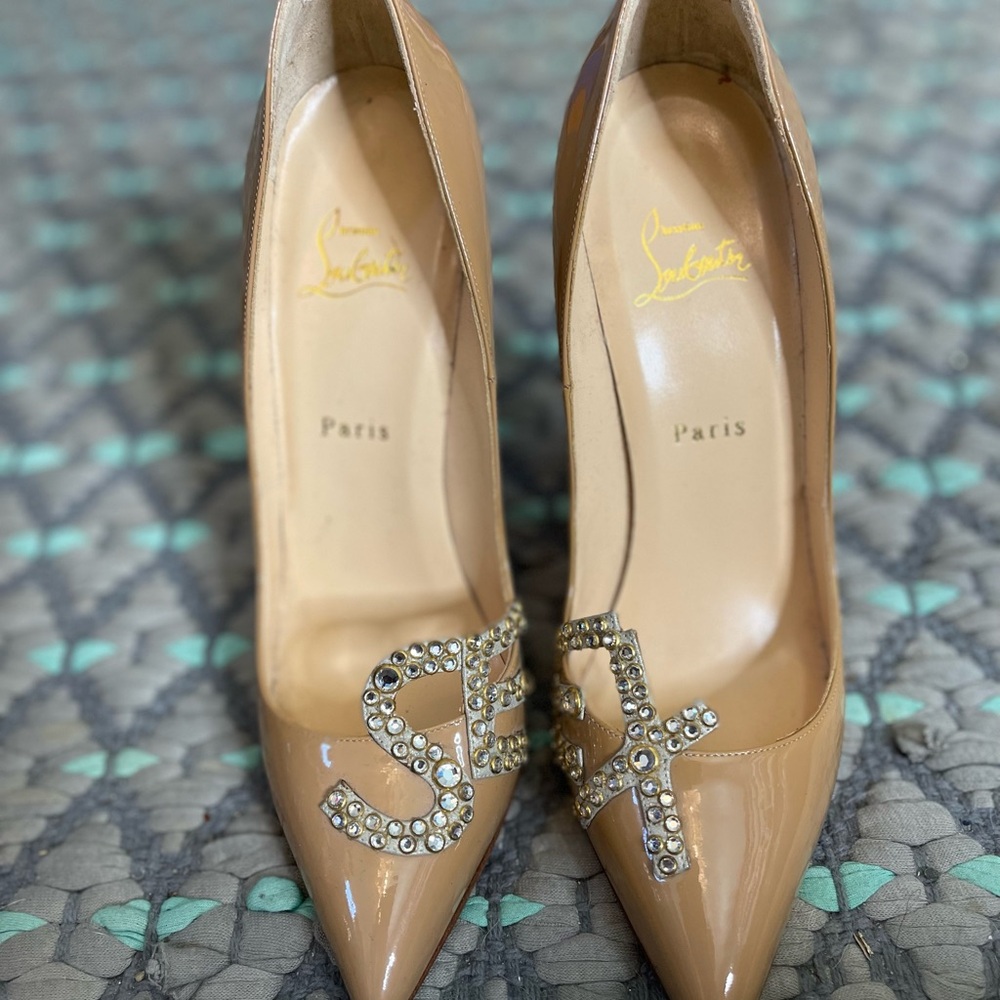 Christian Louboutin Tan Embellished Women's Shoes